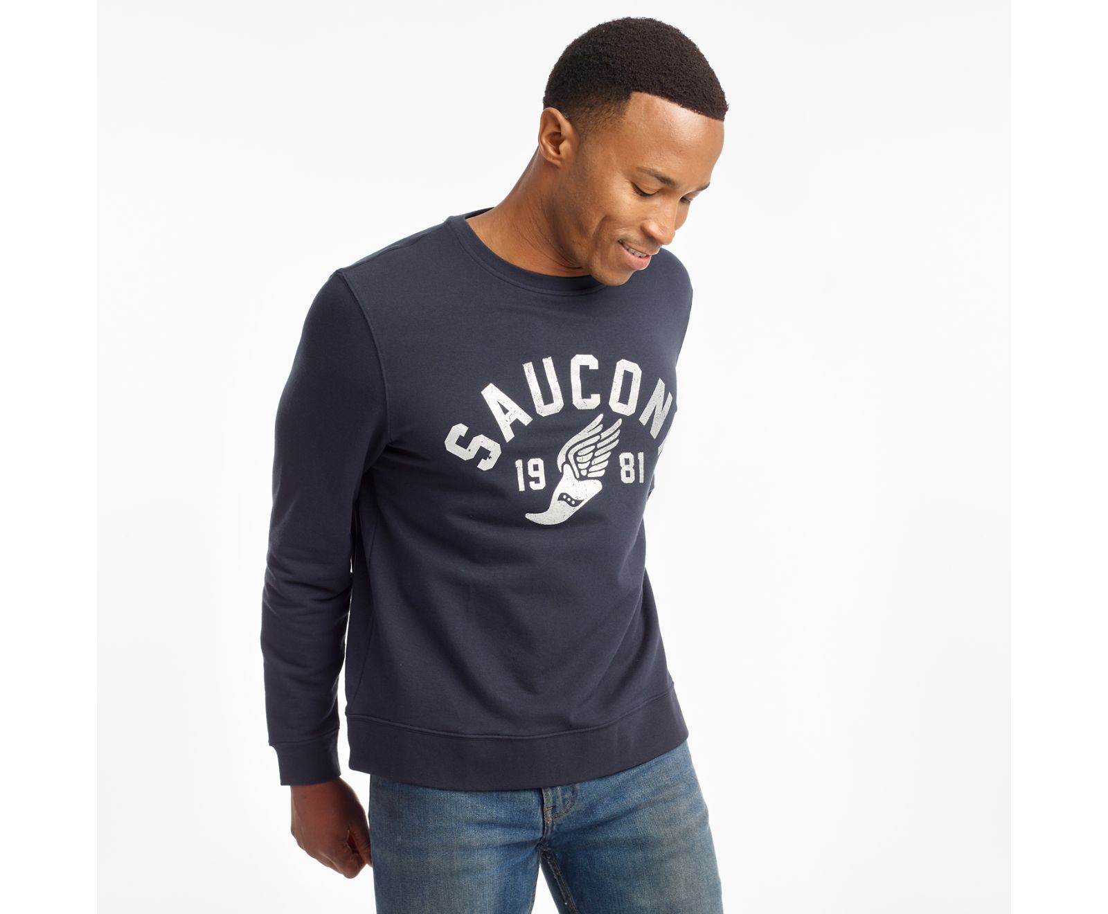 Saucony Rested Crewneck Men's Shirts Dark Navy | AU 625QMAZ